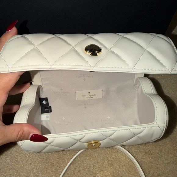Kate Spade White Quilted Heart Handbag - Picture 3 of 4